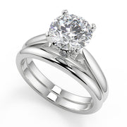 Maria Classic Cathedral Solitaire Round Cut Diamond Engagement Ring - Nivetta